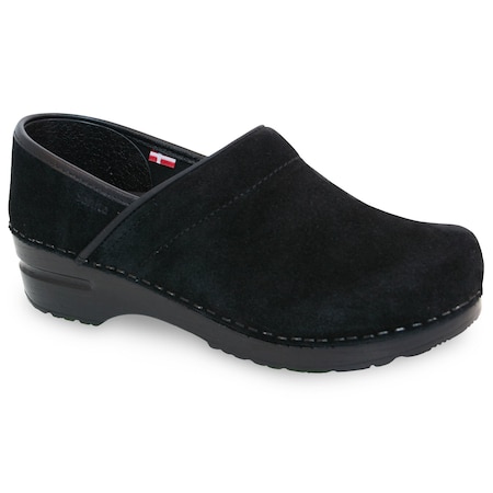 NINA Women's Suede Leather Closed Back Clog In Black, Size 5.5-6, PR